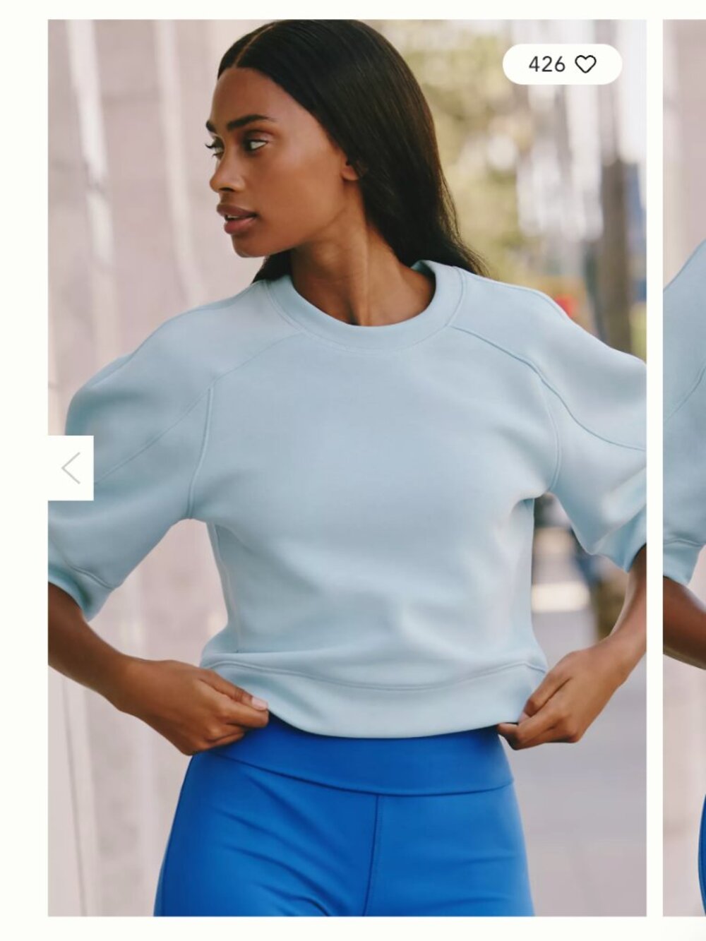 Daily Practice Short-Sleeve Bubble Sweatshirt blue summer song xs